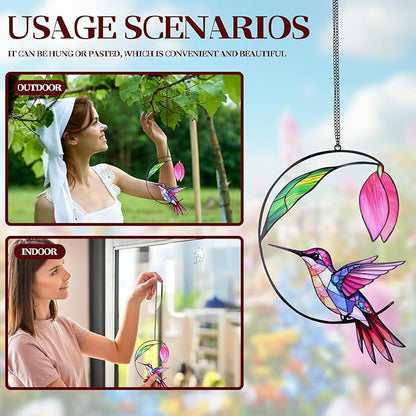 Hummingbird Gifts for Women, Hummingbird Sun Catcher for Window Hanging, for Mom Grandma Bird Lovers, Spring Suncatcher Garden Decor for Indoor Outdoor Windows