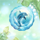 10x10 Inch Wind Spinner Outdoor Hanging Dolphin Water Swirl Metal Kinetic Spiral Ornament for Yard Garden Patio Porch Balcony Tree Window Decor Gift