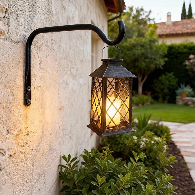 Lifyzoon Durable Plant Hangers Brackets: 2 Pack 8 Inch Outdoor Metal Hanging Plant Brackets, 20lbs Weight Capacity - Rustproof Wall Hooks for Flower Basket Bird Feeders Wind Chimes and Lanterns