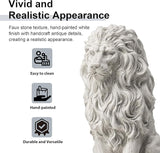 Glitzhome Guardian Sitting Lion Garden Statue MGO Outdoor Decoration, 20.75" H, White