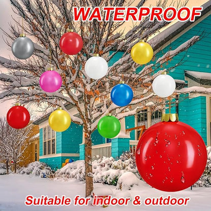 Inflatable Christmas Ornaments, 10 PCS Outdoor/Indoor Decorations for Christmas Tree, Front Door, Yard & New Year Festive (9 Inch Balls)
