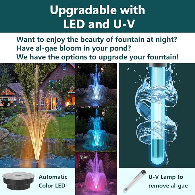 AquaMiracle Pond Filter with Pump Fountain Kits | 400GPH Pond Filter with Pond Pump & Fountain Kit | 3 Spray Patterns | Water Feature | Koi Pond Filters for Outdoor Ponds 200-350 Gal