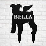 Miniature Schnauzer Angel Wings Min Schnauzer Statue Figurine For Garden Sign Memorial Metal Burial Bereavement Sympathy Marker for Yard Garden Porch Lawn Grassland Park Farm Flowerpot Decor.