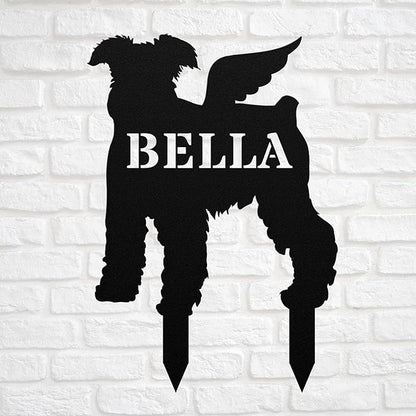 Miniature Schnauzer Angel Wings Min Schnauzer Statue Figurine For Garden Sign Memorial Metal Burial Bereavement Sympathy Marker for Yard Garden Porch Lawn Grassland Park Farm Flowerpot Decor.