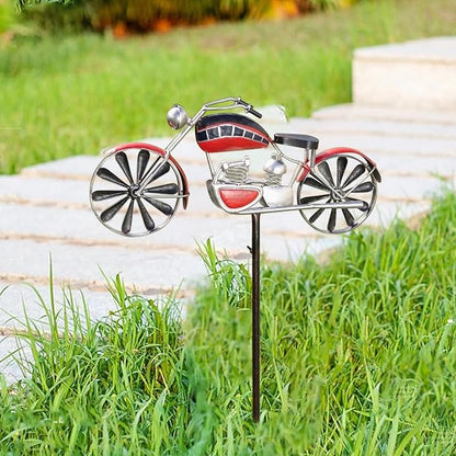 Vintage Motorcycle Metal Wind Spinner, Metal Windmill Garden Stake, Motorcycle Wind Sculptures, Kinetic Wind Spinners Outdoor, Wind Spinners for Yard and Garden Decor