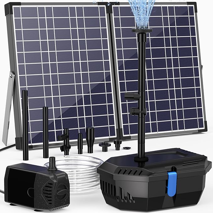 NFESOLAR Solar Pond Filter Fountain, 30W Solar Pond Pump with Pond Filter, 16.4 Ft Cord, 6.6 Ft Tubing for Outdoor Pond 200-600 Gallons, Garden Waterscape N3223