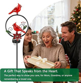 Cardinal Solar Christmas Lights Outdoor with Holly Berries, Solar Powered Waterproof Garden Stake for Patio Yard Decor, Memorial Gift for Mom & Grandma
