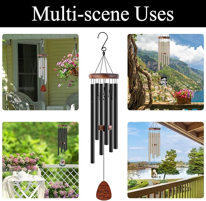 Personalized Wind Chimes Memorial Engraved Gift,Custom Sympathy Wind Chime for Loss of Loved One,Customized Mother Father Dog Pet Family Remembrance Bereavement Gifts