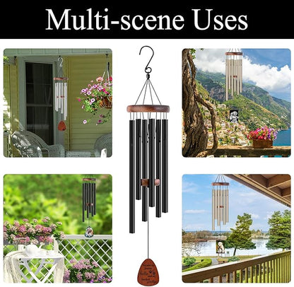 Personalized Wind Chimes Memorial Engraved Gift,Custom Sympathy Wind Chime for Loss of Loved One,Customized Mother Father Dog Pet Family Remembrance Bereavement Gifts