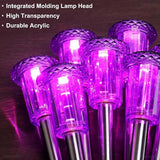 DenicMic Solar Lights Outdoor 10 Pack Waterproof Purple LED Stainless Steel Stake Outside Lights for Yard Pathway Garden Driveway Walkway Landscape Path Lighting Halloween Decorations Outdoor