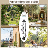 Novabright Dragonfly Wind Chimes for Outside 35" Black Metal Wind Chime Soothing Tones Memorial Windchimes Decor Dragonfly Gifts for Women Men Outdoor Garden Yard Patio Decor Memorial Birthday Gifts