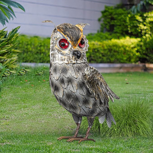 Metal Owl Outdoor Statue, Realistic Owl Garden Statue for Yard Home Lawn Patio Outdoor Decoration