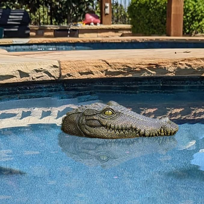 Floating Alligator Head, Pool Accessories,13.8 Inches Float Alligator Decoy for Pond, Fake Crocodile Head for Goose, Heron, Duck Deterrent Control, Garden Decor and Yard Decorations Accessories