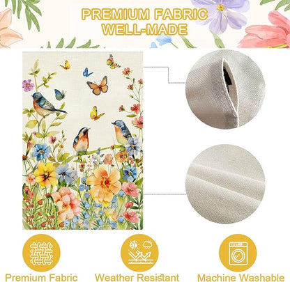 Baccessor Spring Floral Birds House Flag Double Sided 28x40 Inch Burlap,Flower Butterflies Large Garden Flag Porch Patio Front Entry Yard Seasonal Farmhouse Outside Outdoor Decor
