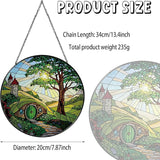Shire Sun Catcher 7.87'' Stained Glass Window Hanging Gifts for Countryside Lover Women Scenery Wall Decor Handmade Sun Catcher Decoration for Home Garden Housewarming Gifts