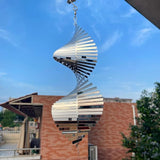 Hanging Wind Spinners,3D Spiral Highly Reflective Stainless Steel Metal Wind Spinner Outdoor Garden Decor,Bird Devices Deterrent to Scare Away Yard Birds 13.8in