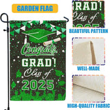 Graduation Garden Flag Class of 2025, Green Congrats Grade Flag for Outside Party Hanging Decorations 12x18 Inch Burlap