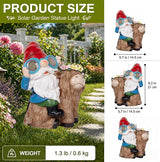 ZQQLITE Garden Gnome Statue Sitting Highland Cow Figurine with Flower Wreath, Solar LED Lights Outdoor Telescope Weatherproof Yard Art Decor for Patio Lawn, Housewarming Gifts for Women Mom