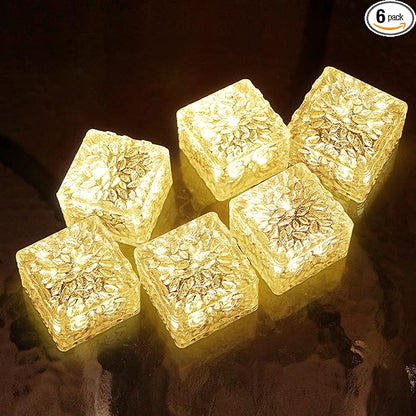 HOFLYW 6 Pack Solar Brick Lights Landscape Path Light Garden Decoration Yard Paver Road Lighting Recessed Paver for Garden, Pathway, Patio, Walkway Decor