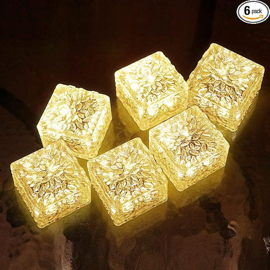 HOFLYW 6 Pack Solar Brick Lights Landscape Path Light Garden Decoration Yard Paver Road Lighting Recessed Paver for Garden, Pathway, Patio, Walkway Decor