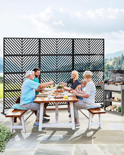 Hipicute 72" H×40" W Freestanding Metal Privacy Screen for Outdoor Patio - Heavy-Duty Rust-Resistant Decorative Fence Panel | Weatherproof Design | Patio Privacy Screen, Metal Freestanding