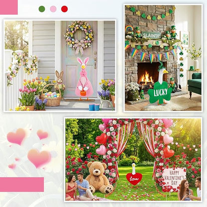 Abbylike 3 Sets St. Patrick's Day Porch Goose Outfits Lucky Shamrock Clover Yard Goose Clothes Easter Spring Lawn Costume for 23 Inch Cement Patio Garden Outdoor Statue Art Decorations