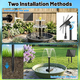 Yeomi Solar Water Fountain for Bird Bath, Upgrade 2W 7V Solar Powered Water Pump with Adjustable Flow, Solar Fountain Kit for Bird Baths Small Pond Garden Water Feature