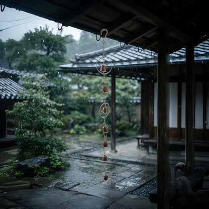 Rain Chains for Outside, Iron Hanging Decorative Rain Chains with 8 Bells, 47.2in Rain Bells for Decorating Garden and Drainage to Protect Building from Rainwater Erosion