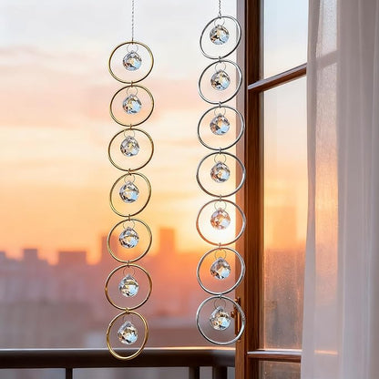HDCRYSTALGIFTS 2pcs Crystal Suncatcher for Window Hanging, Gazing Ball Wind Spinner, Rainbow Maker Sun Catchers Indoor Window Home Outdoor Garden Patio Decor