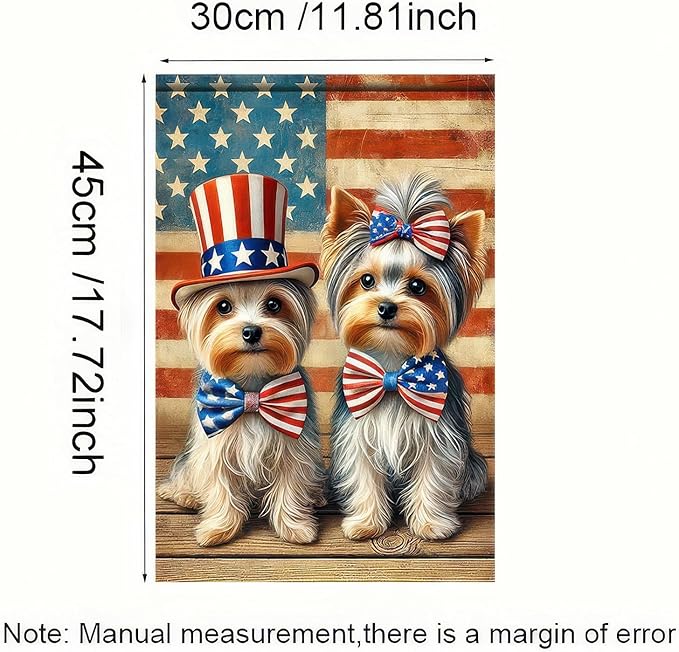 BlissYard Patriotic 4th of July Yorkie Dog Garden Flag American Flag Double Dogs Welcome Small Yard Flag 12x18 Inch Double Sided Patriotic Dog Decor Outdoor Seasonal Decoration Independence Day Memorial Day
