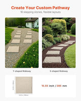 VEVOR Garden Stepping Stones, 16Pcs 15.5 x 15.5 in, Decorative Stepping Stones with Stakes, Weather-Resistant Plastic Pathway Pavers, Smooth Surface, Outdoor Walkway for Lawn Patio Landscape, Beige