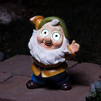 Blazin' Gnome Solar Garden Decorations | Hanging Outdoor Patio Decor, Gnome Figurine, Lawn Ornaments | Solar Statue for Terrace, Balcony, Deck | Weather Resistant | Patio Gift | Auto On/Off - (Yellow)