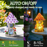 Fairy Garden House Outdoor Figurine Lights, Fairy Houses for Outside, Garden Statues Mushroom House, for Patio, Yard, Balcony Decoration, Outdoor Decorations Yard and Birthday Gifts for Mom Women