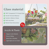 Stained Glass Book for Windows, bookand Flower Hanging Sun Book Indoor Window, Theme Birthday Gifts for hummingbirding Lovers