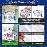 Chunful 12 Pack Graduation Yard Signs Grad Decoration 2026 Happy Graduate Lawn Garden Sign with Stake Congrats Outdoor Plastic Cap Hanging Ornament for Class Pathway Walkway Porch Party(Red Blue)