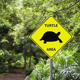 Warning Sea Turtle Area Aluminum Metal Sign Ocean Animal Caution Crossing Xing Street Sign Yellow Diamond Shape Funny Metal Sign For Indoor Outdoor 12x12in