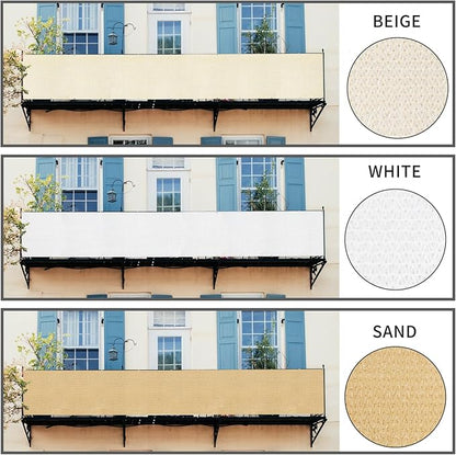 LOVE STORY Balcony Privacy Screen, 2.5'x8' Deck Shield Screen Fence Cover,UV Protection and Weather-Resistant,3 FT Height for Deck, Patio, Backyard, Outdoor Pool, Porch, Railing, White