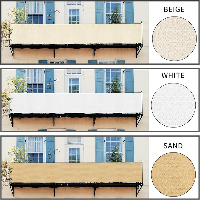 LOVE STORY Balcony Privacy Screen, 3'x14' Deck Shield Screen Fence Cover,UV Protection and Weather-Resistant,3 FT Height for Deck, Patio, Backyard, Outdoor Pool, Porch, Railing, White