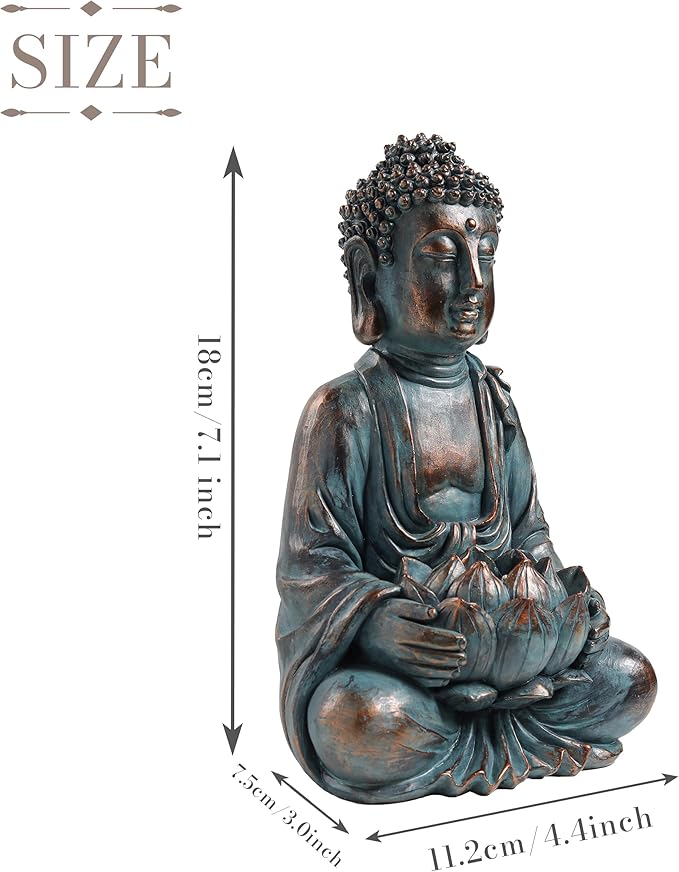 TERESA'S COLLECTIONS Meditating Buddha Statue for Garden Decor with Outdoor Solar Lights, Large Resin Outdoor Decor Garden Statue Sculpture for Home Lawn Yard Decor Gifts for Dad and Mom, 7.1''