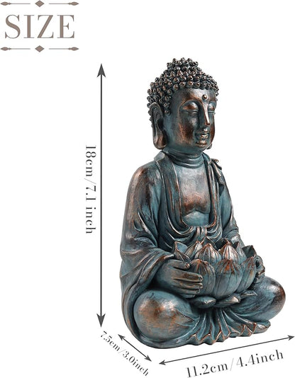 TERESA'S COLLECTIONS Meditating Buddha Statue for Garden Decor with Outdoor Solar Lights, Large Resin Outdoor Decor Garden Statue Sculpture for Home Lawn Yard Decor Gifts for Dad and Mom, 7.1''