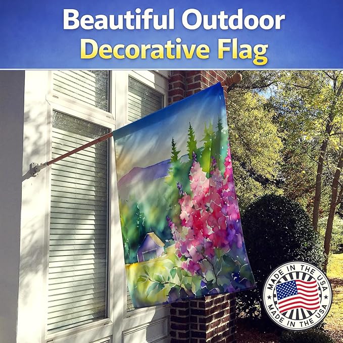 Caroline's Treasures Idaho Syringa in Watercolor House Flag Large Porch Sleeve Pole Decorative Outside Yard Banner Artwork Wall Hanging, Polyester, House Size, Multicolor