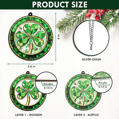 FLAGWIX St Patricks Day Decorations - Hanging Suncatcher 6 in, Shamrock St Patricks Day Decorations, Irish Suncatcher for Home Garden Decor - Irish Gifts for Women Men, Spiritual Gifts for Mom Grandma