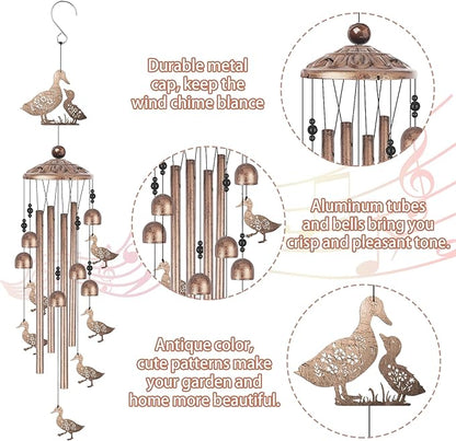 Romart Duck Wind Chimes for Outside, Duck Gifts for Women Men Mom Wife Grandma Birthday Sympathy Memorial Windchimes for Outdoors Indoors, Garden, Patio, Home, Porch, Yard Decorations