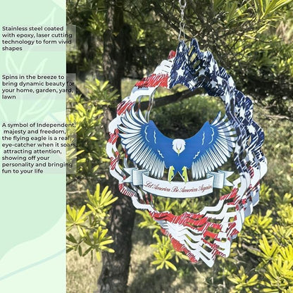 Eagle Wind Spinners for Yard and Garden American Flag Kinetic Wind Spinner Fourth of July Independence Day Party Decorations for Indoor Outdoor 3D Effect Patriotic Wind Spinner