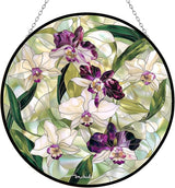 Orchid Suncatcher Stained Glass Window Hangings for Women Mom Red Birds Sun Catchers Colorful Ornament Bird Lovers Gift Gifts for Women Mom Wife