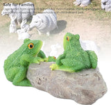 Pissente Frog Statue Garden Decor, Resin Weatherproof Outdoor Figurine, Lawn Ornament for Indoor Outdoor Patio Yard, 1 Pair, Frogs On The Stone