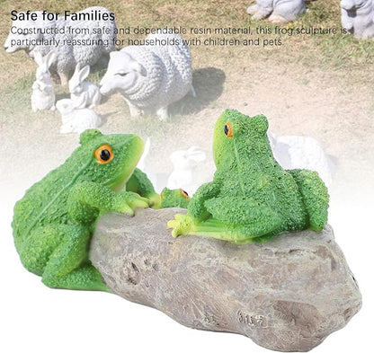 Pissente Frog Statue Garden Decor, Resin Weatherproof Outdoor Figurine, Lawn Ornament for Indoor Outdoor Patio Yard, 1 Pair, Frogs On The Stone