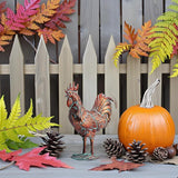 Metal Rooster Yard Decor 15.7" L x 18.8" H Large Outdoor Chicken Sculpture Yard Art Antique Copper Garden Statues for Backyard Patio Lawn Home Farmhouse Kitchen Decorations