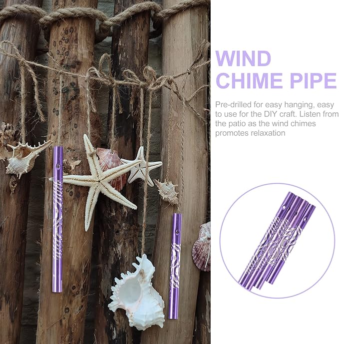 EXCEART Wind Chime Tubes Metal DIY Wind Chime Supplies 24Pcs Pre-Drilled Metal Tubes for Outdoor Garden Decor Craft Making 4.72X0.39In