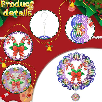 Wind Spinners Outdoor Christmas Candy Cane - Birthday Gifts for Women Mom Grandma, Hanging Wind Sculptures 12 inch 3D Wind Spinner for Garden Decor for Outside, Garden, Patio, Yard, Outdoor